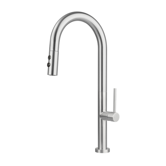 Virtuves jaucējkrāns ar izvelkamu snīpi - 2 veidu strūklas Olfato 451 cm matēts tērauds - N1 Home