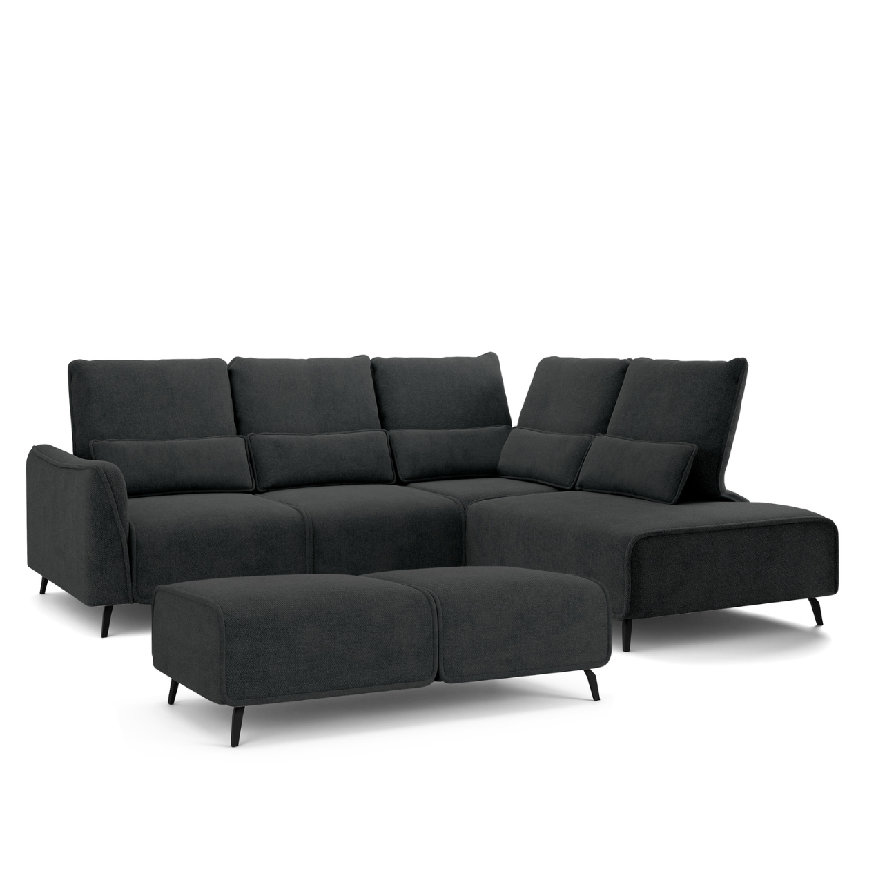 Dīvāns ar pufu Ruma 94/260/208 cm Storm 99 - N1 Home