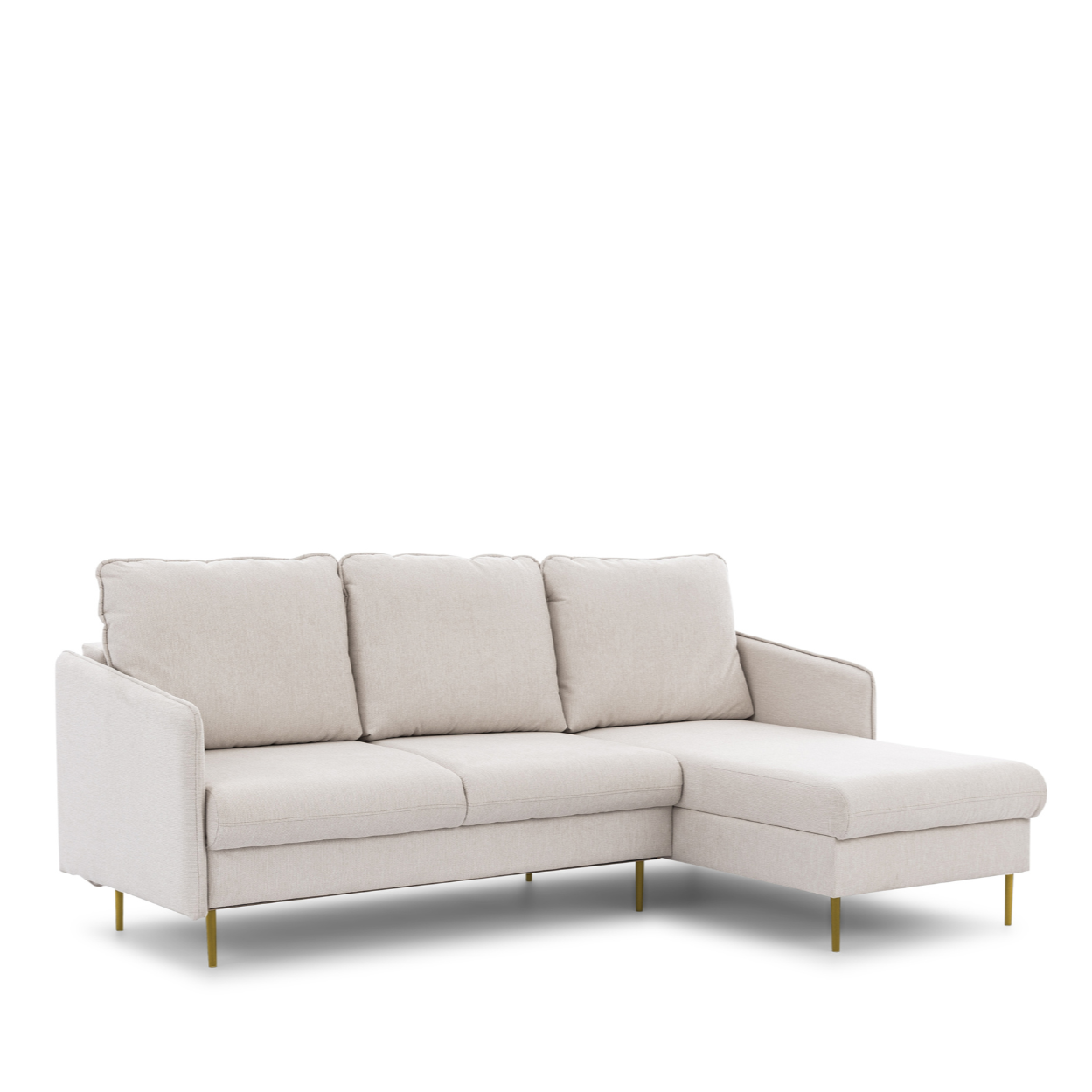 Dīvāns Tai 222/95/161 cm krēms/zelts kājas - N1 Home