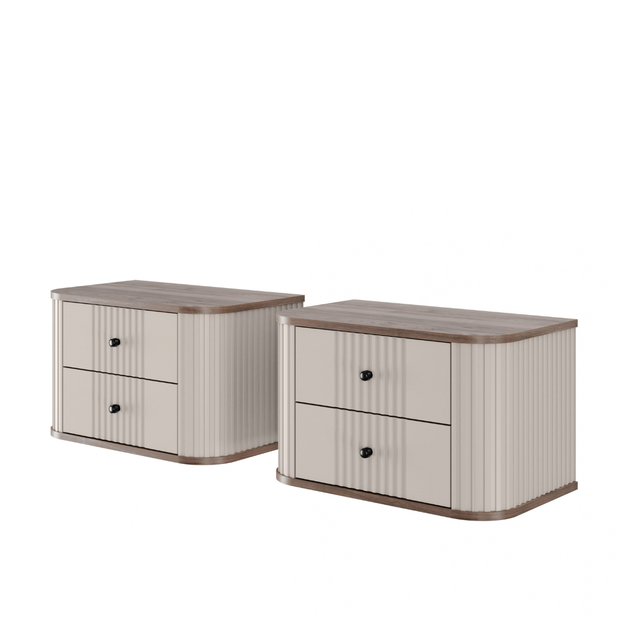 Naktsskapītis (2) Vespa 56/48/38 cm kašmirs/rieksts/melns - N1 Home