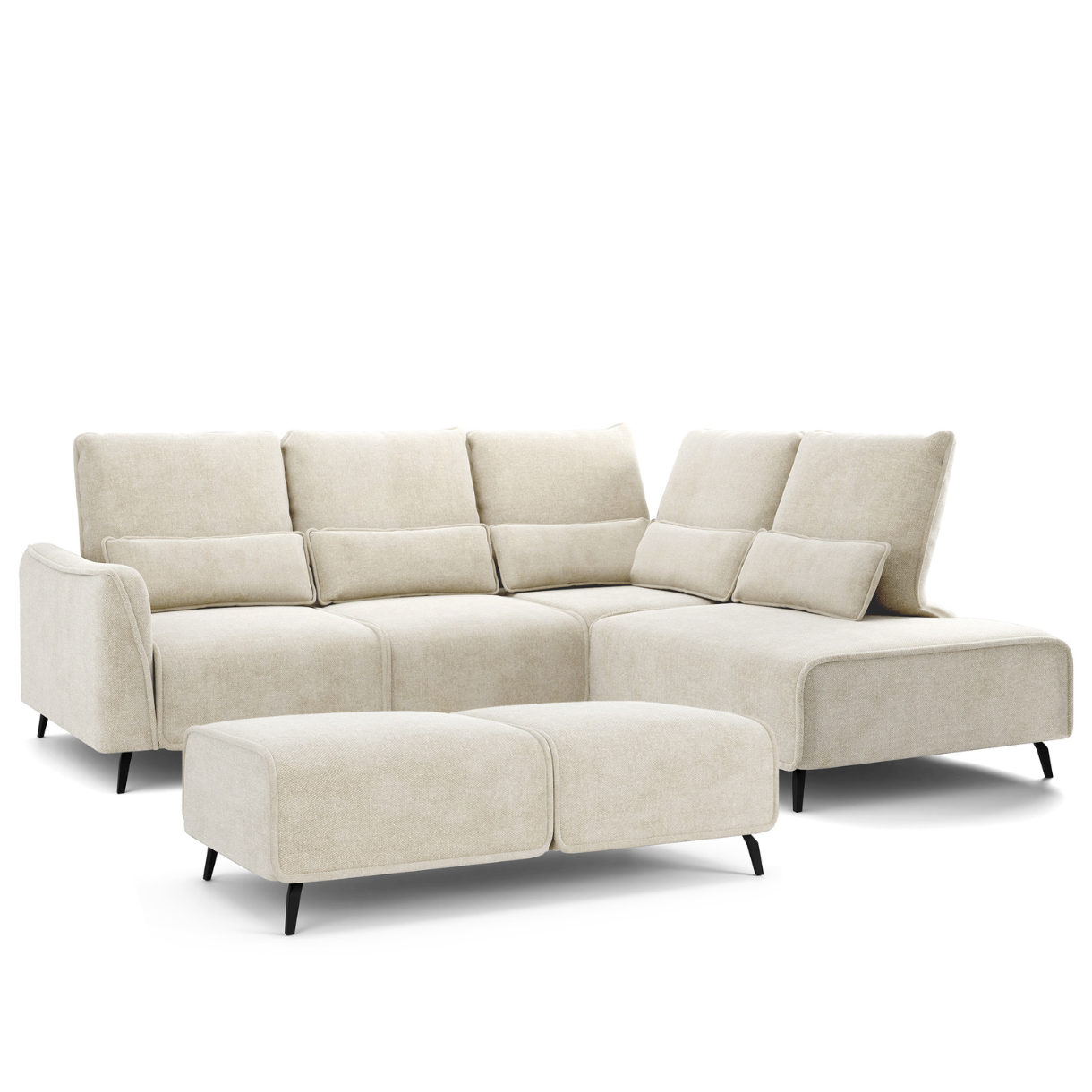 Dīvāns ar pufu Ruma 94/260/208 cm Storm 02 - N1 Home