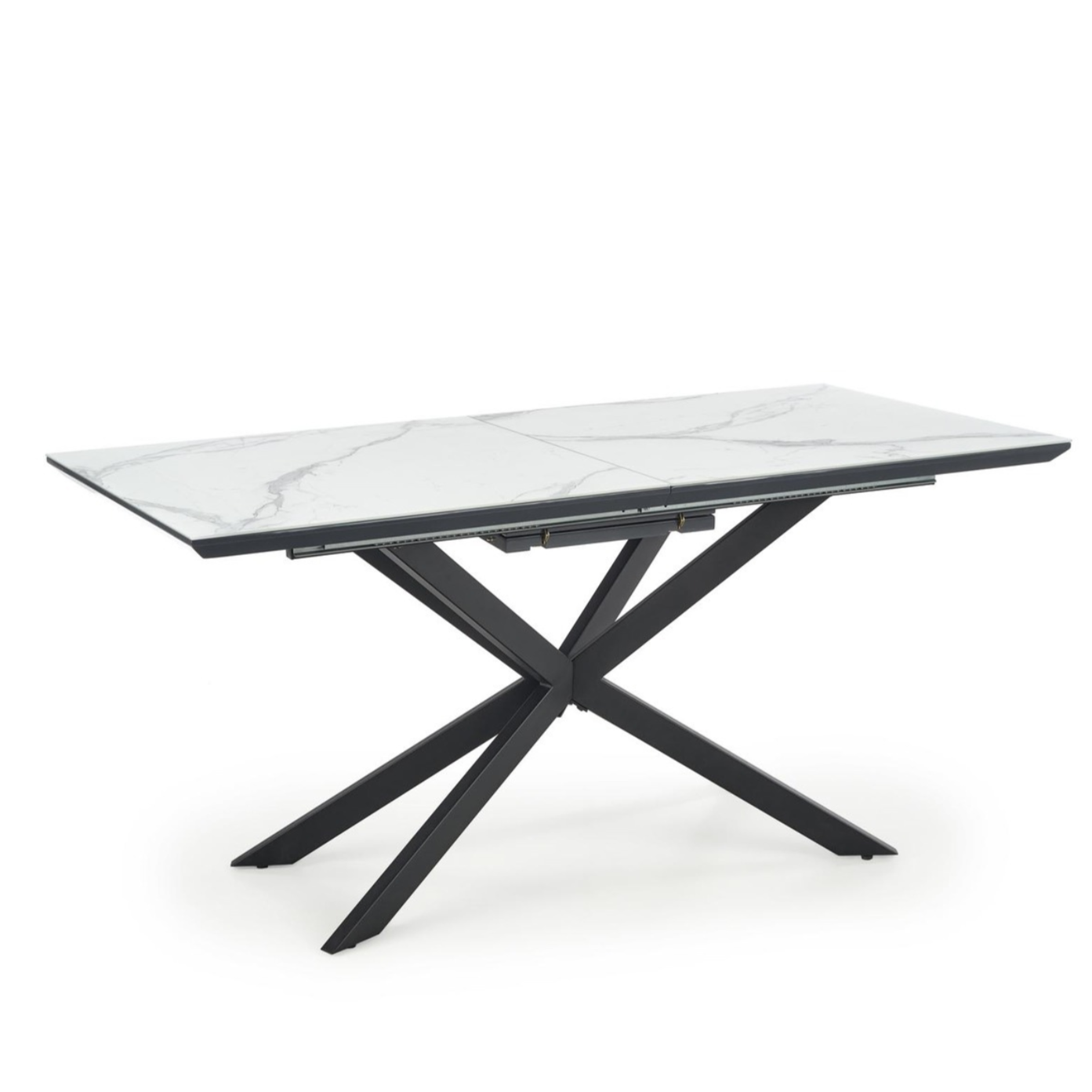 Galds 160/90/76 cm balts marmors/tumši pelēks/melns - N1 Home