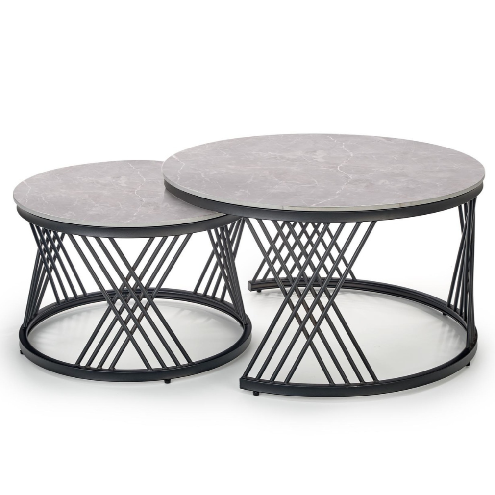 Kafijas galdiņš Flam 60/40; 80/46 cm pelēks marmors - N1 Home