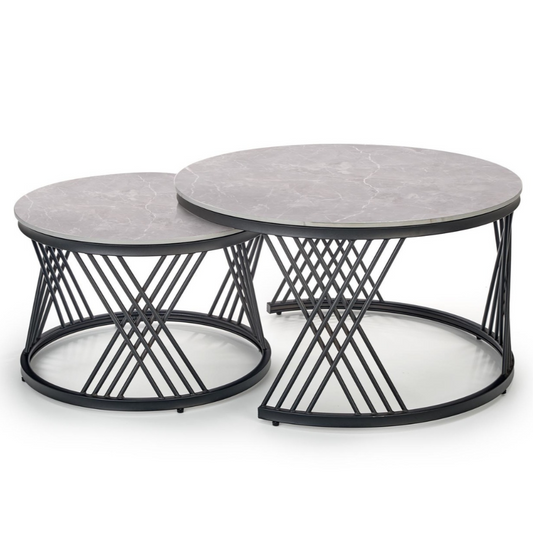 Kafijas galdiņš Flam 60/40; 80/46 cm pelēks marmors - N1 Home