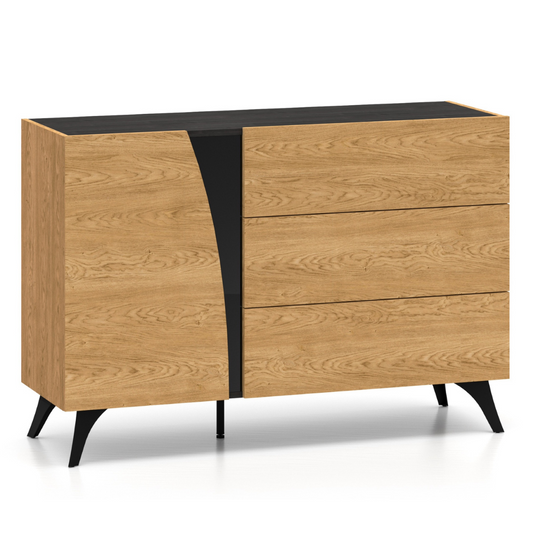 Kumode Toskana 120/82/38 cm ozols/melns