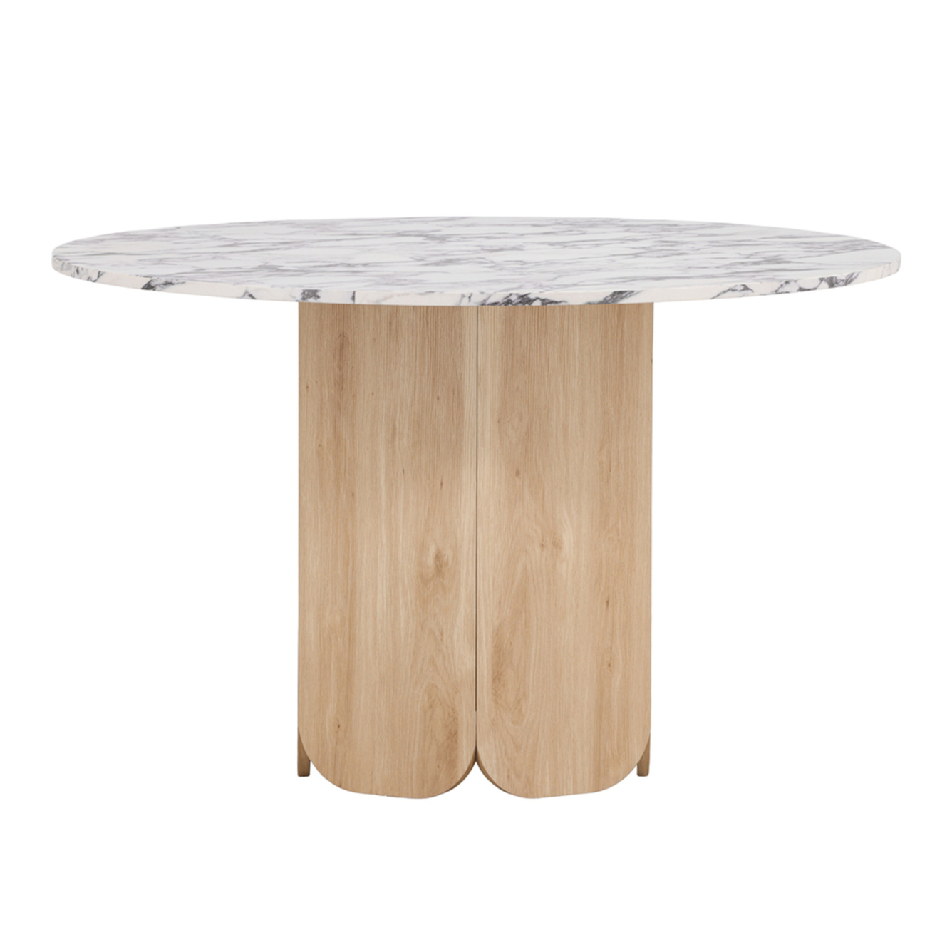 Galds Velaj 120/120/75 cm gaiši pelēks marmors/ozols