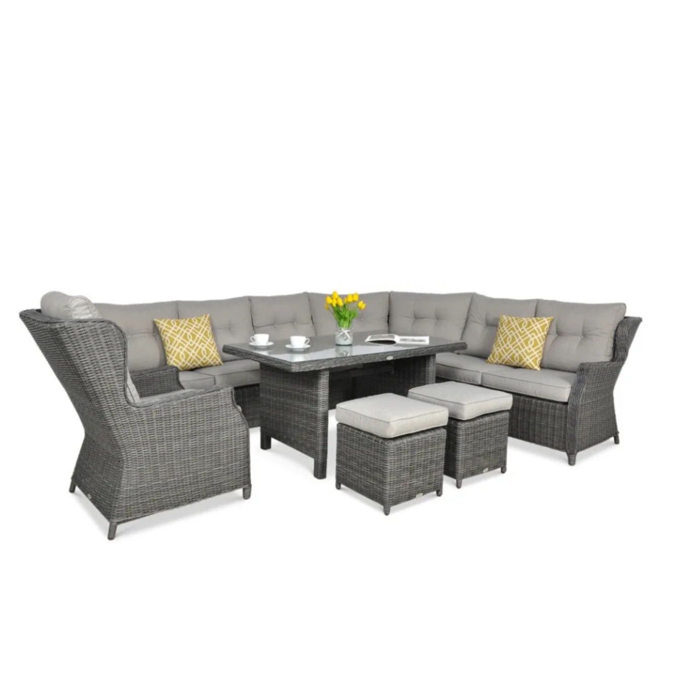 Ēdamgalda komplekts Dova 306/246/87 cm tumši pelēks - N1 Home