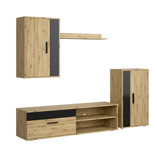 Mēbeļu komplekts Bensi 190 cm Artizan ozols/melns