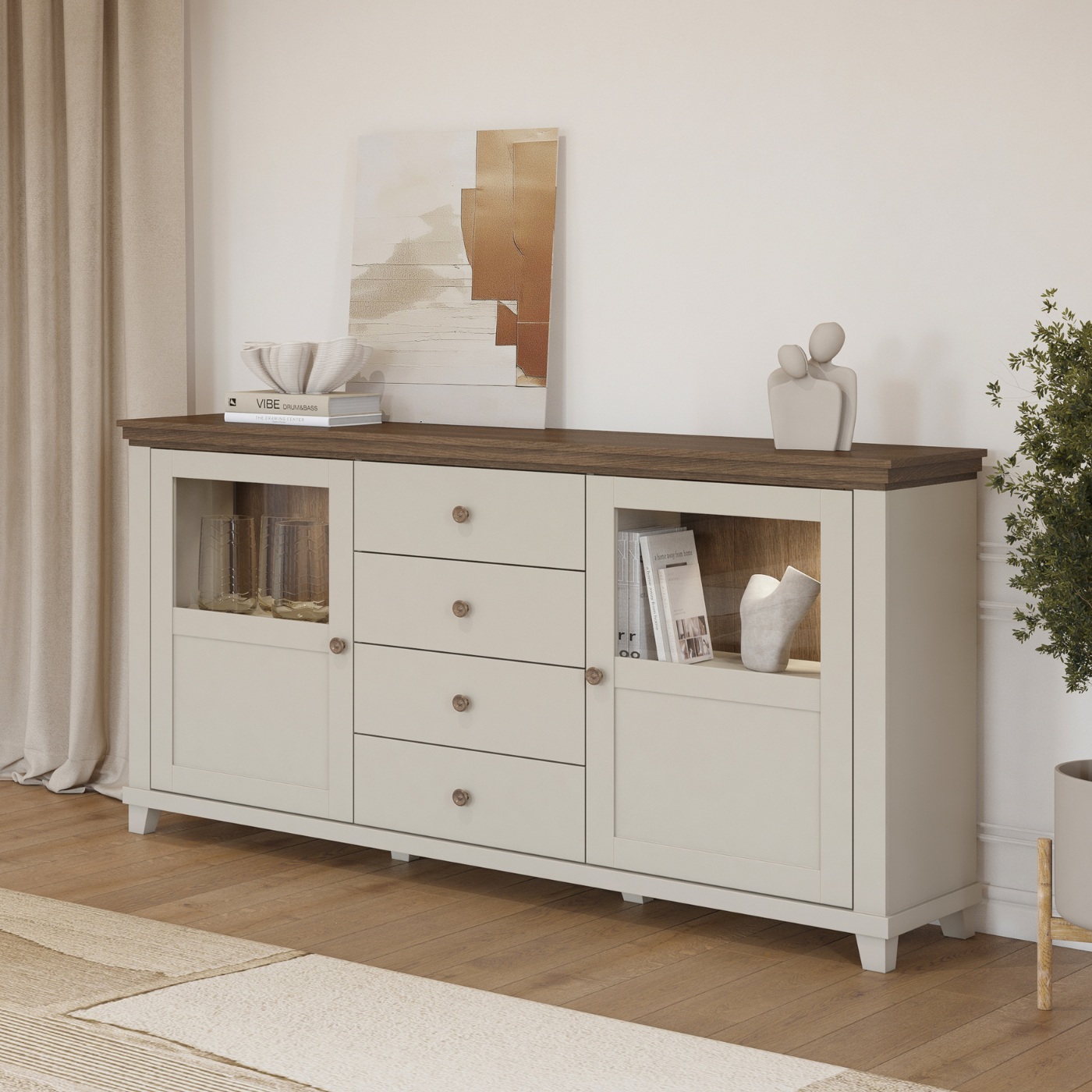 Kumode Evtar 181/42/93 cm kašmirs/Dunin ozols - N1 Home