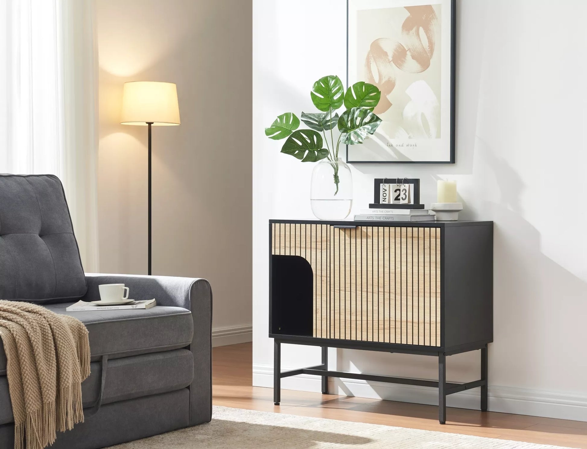 Kumode Maros 80/40/75 cm ozols/melns - N1 Home