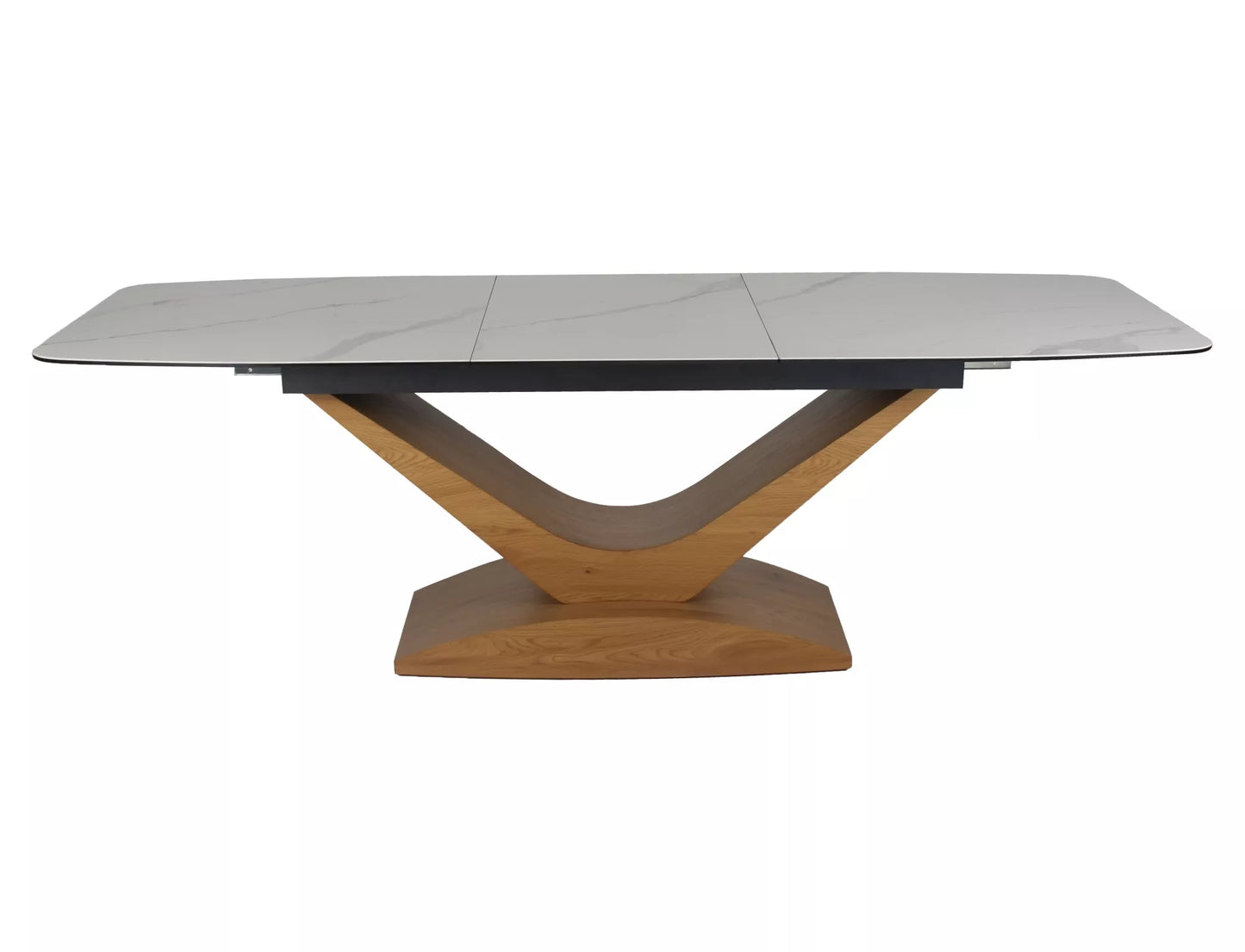 Galds Dole 180-240/76/95 cm matēts balts / ozols - N1 Home