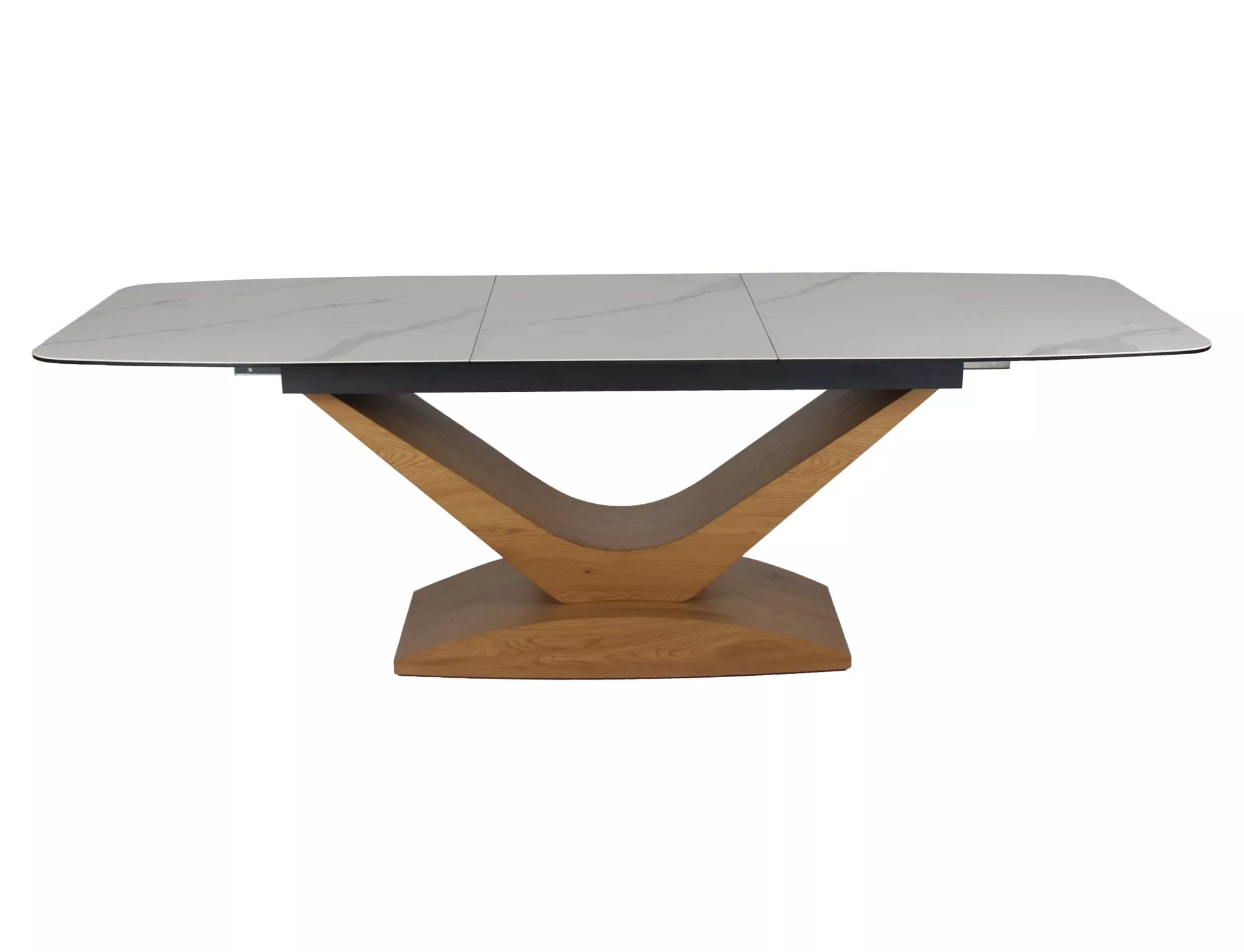 Galds Dole 180-240/76/95 cm matēts balts / ozols - N1 Home