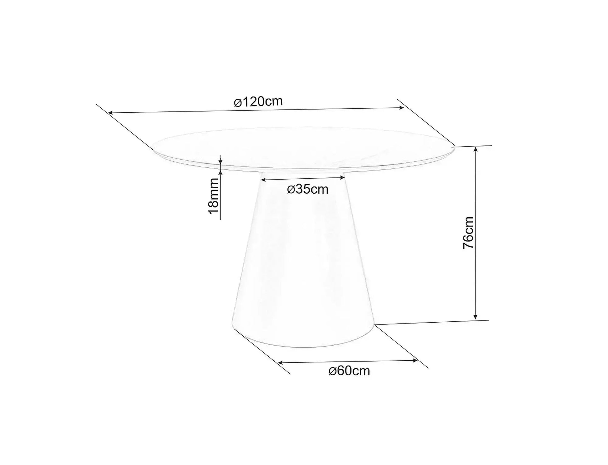 Galds Angs 120/75 cm ozols - N1 Home