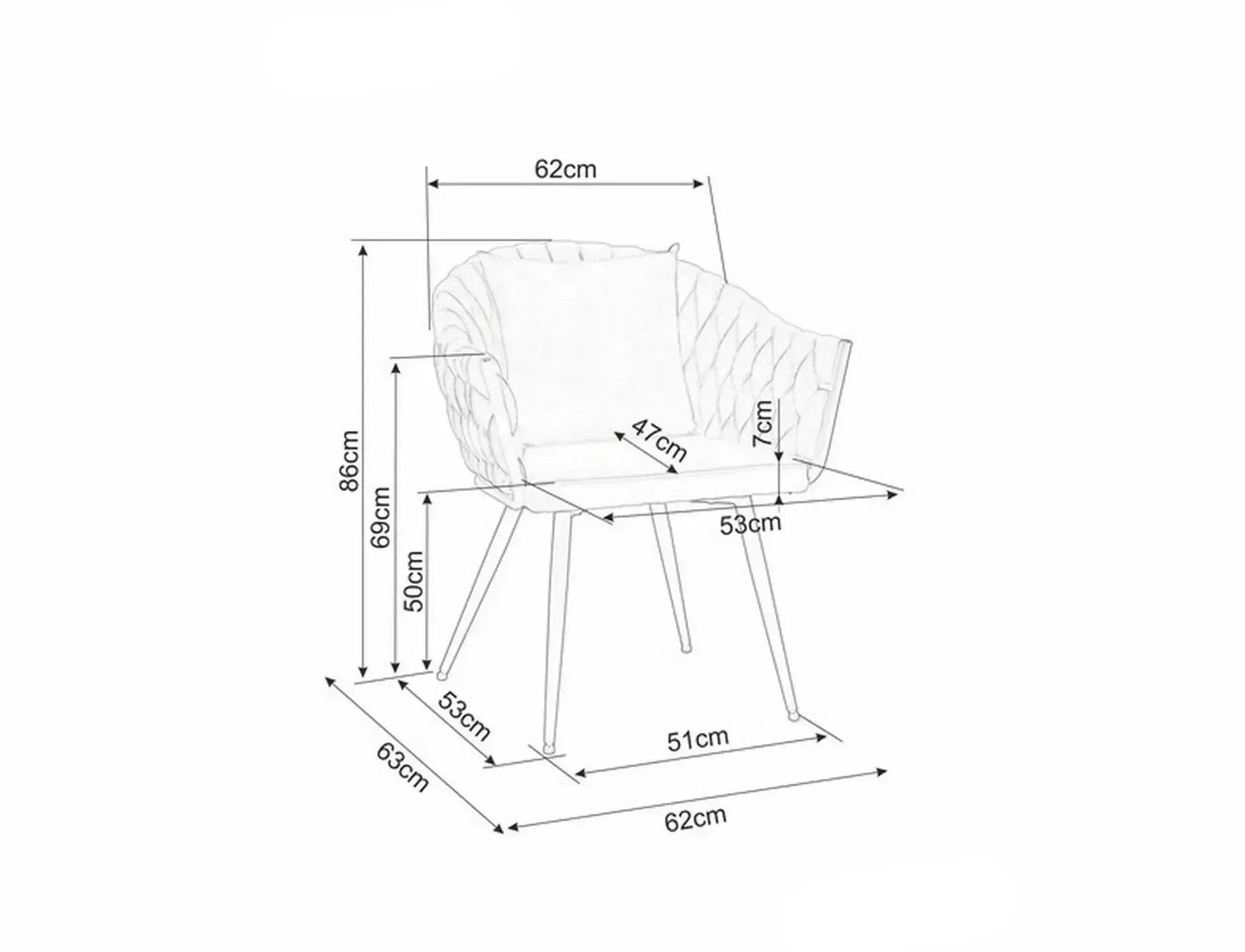 Krēsls Nuvys 86/62/50 cm pelēks - N1 Home
