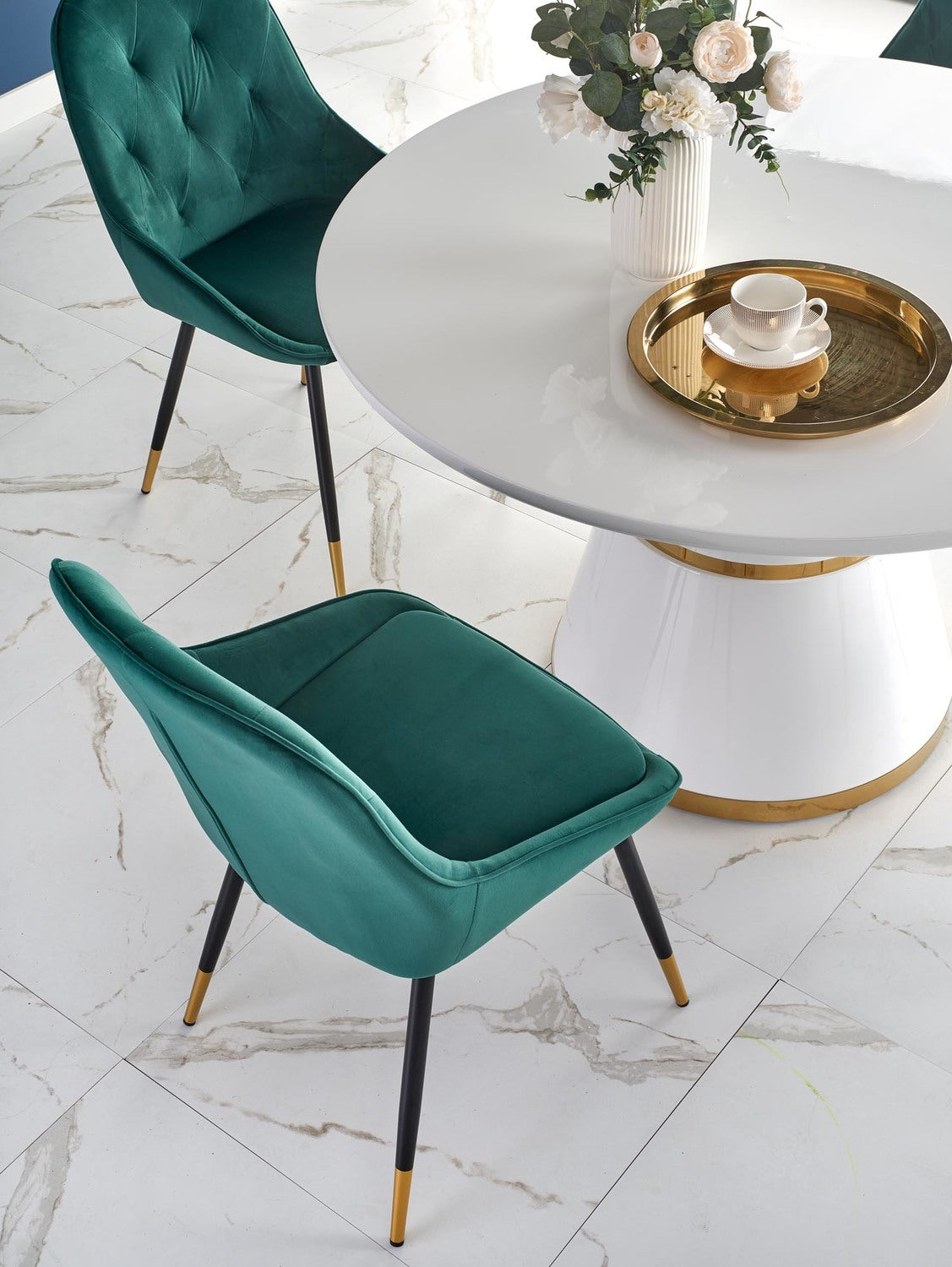 Galds Vega 120/76 cm balts/zelts - N1 Home