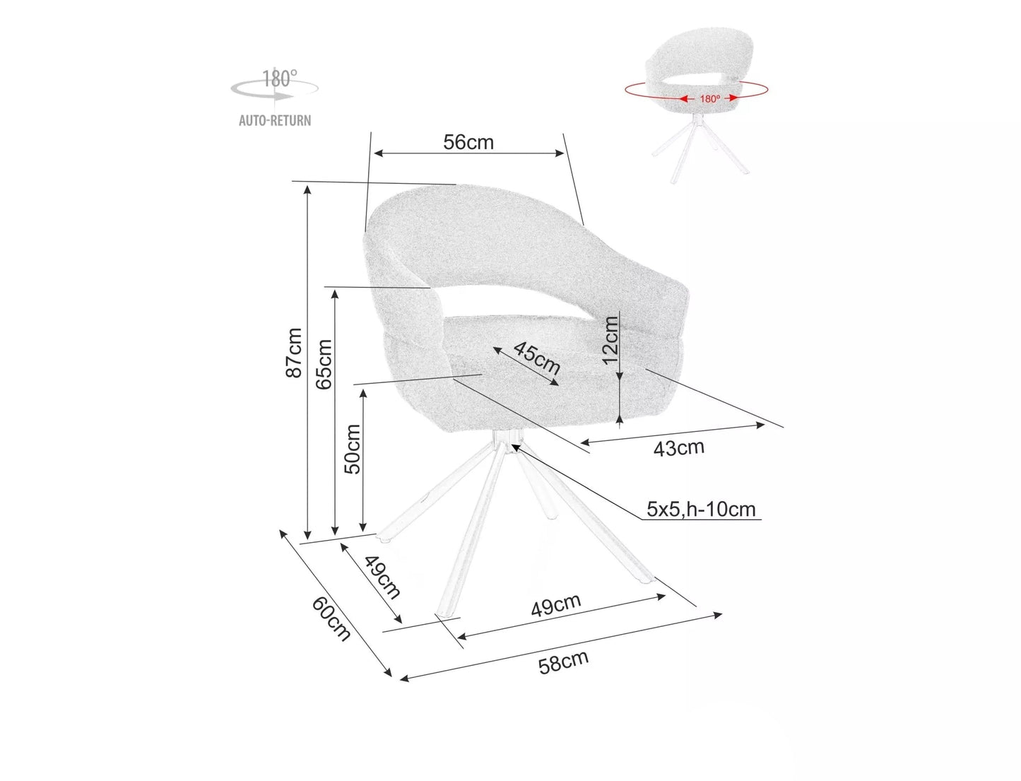 Krēsls Borga 87/50/58 cm tumši pelēks - N1 Home