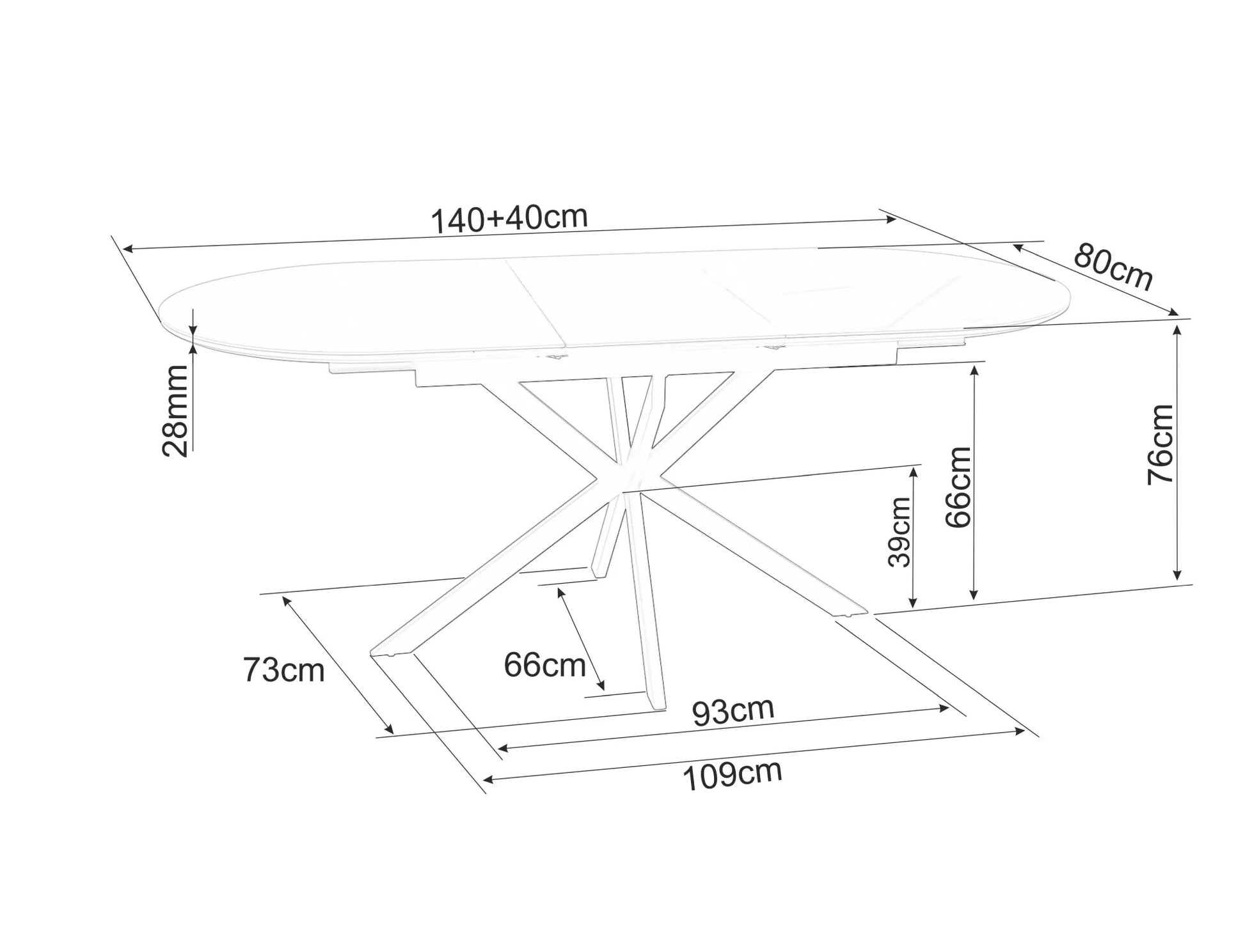 Galds Gastoli 80/140/75 cm balts - N1 Home