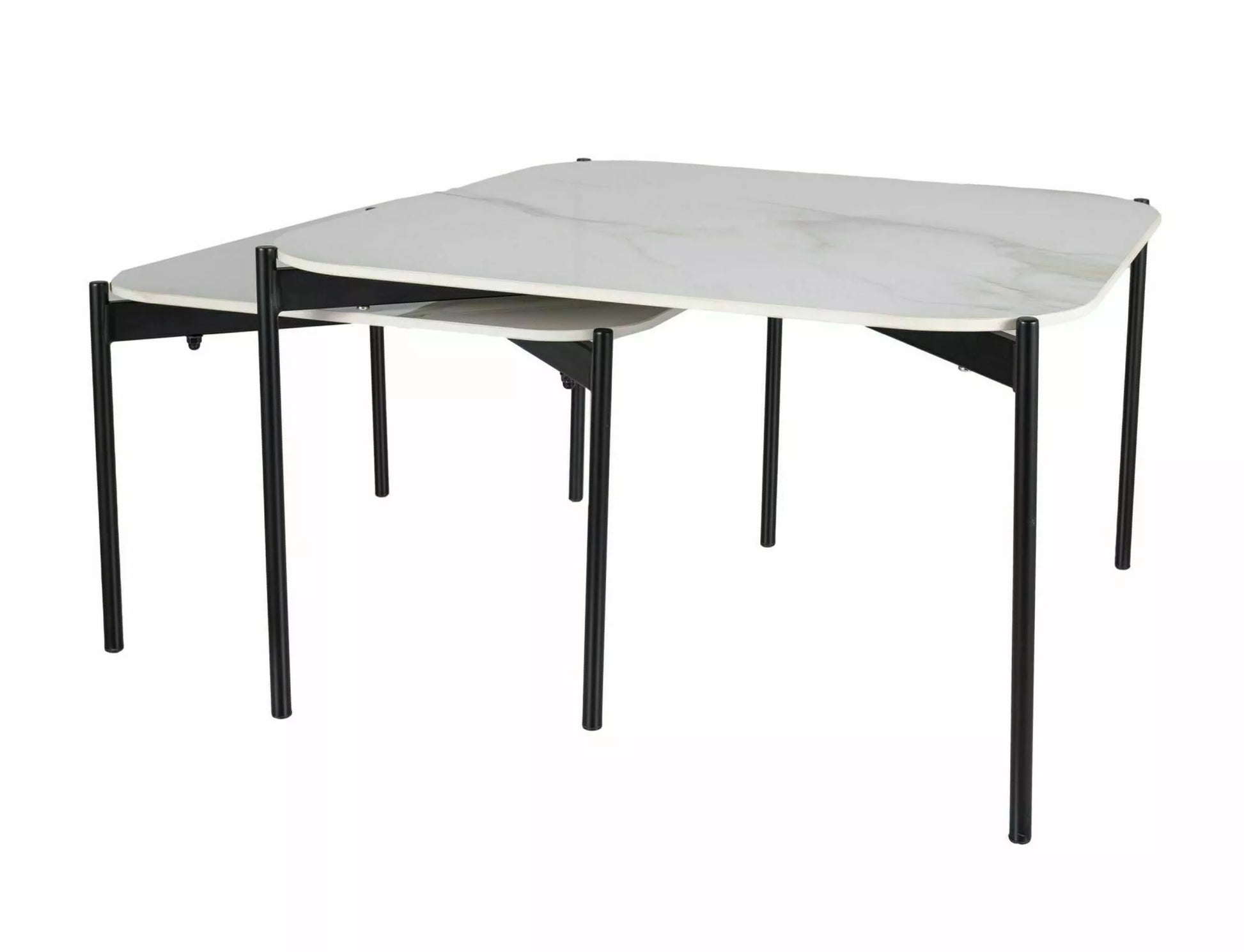 Kafijas galdiņš Nurs 45/80/80 un 60/60/40 cm balts spīdums / matēts melns - N1 Home