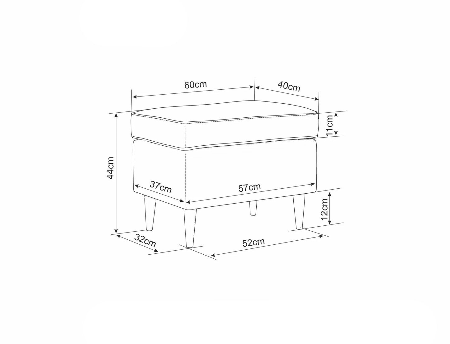 Pufs Roni 60/40/42 cm Bluvel 78