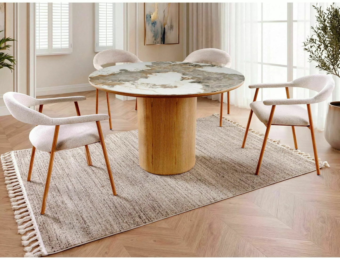 Galds Ronda 120/76 cm balts/ozols