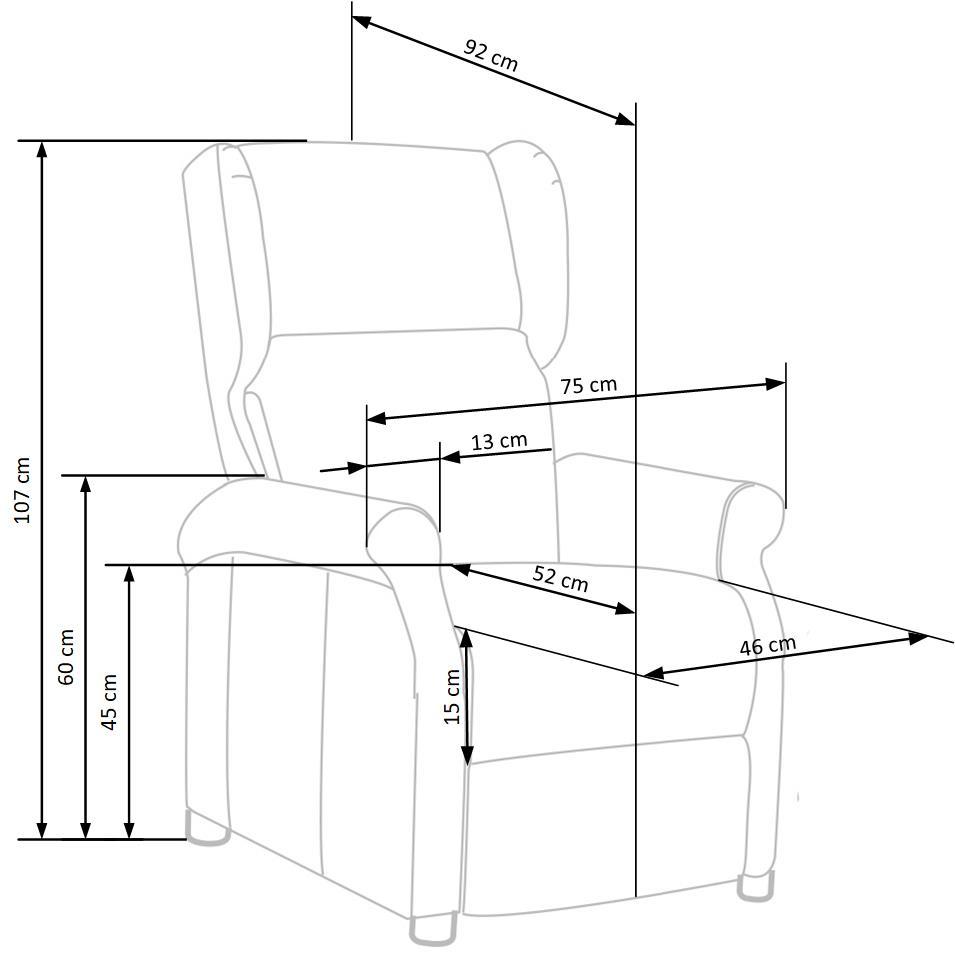 Krēsls Agusta 75/92-160/107-83/45 cm Bluvel 28 - N1 Home