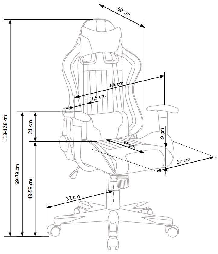 Krēsls Cay 64/60/118-128/48-58 cm sarkans/melns