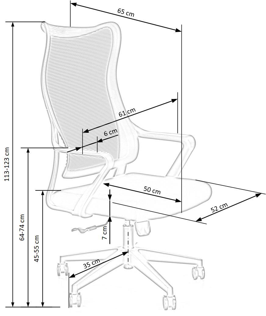 Krēsls Lor 61/65/113-123/45-55 cm pelēks/melns