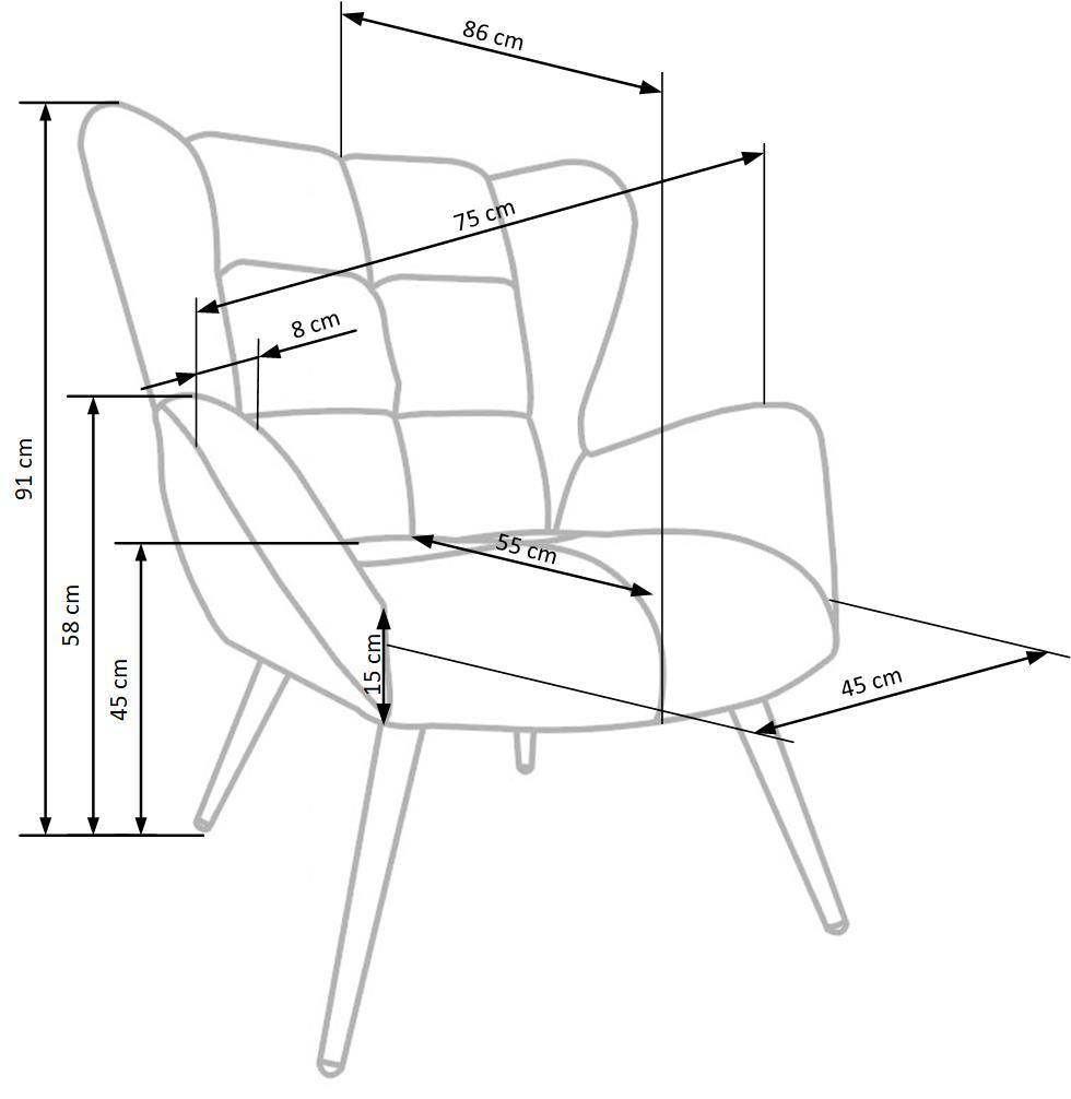 Krēsls Tyr 75/86/91/48 cm pelēks