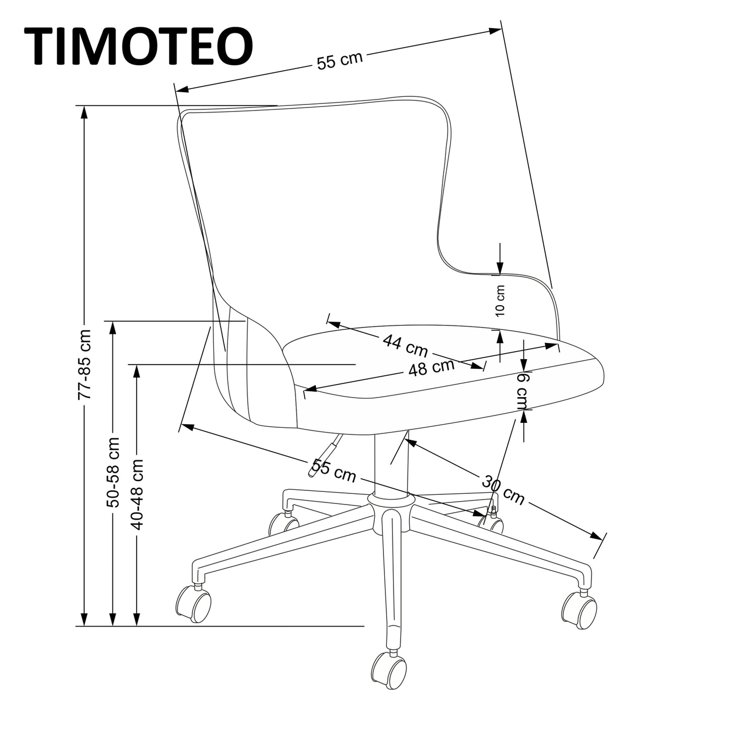 TM grozāmais krēsls 55/55/77-85/40-48 cm tumši zaļs - N1 Home