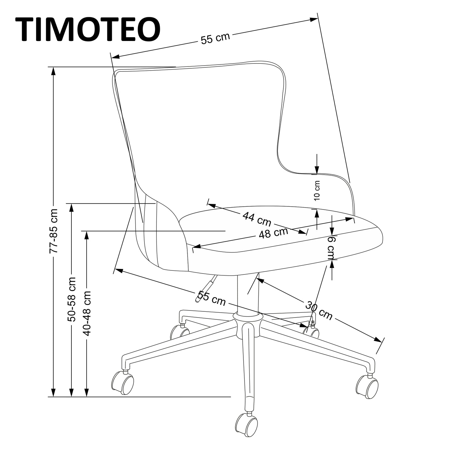 TM grozāmais krēsls 55/55/77-85/40-48 cm tumši zaļs - N1 Home