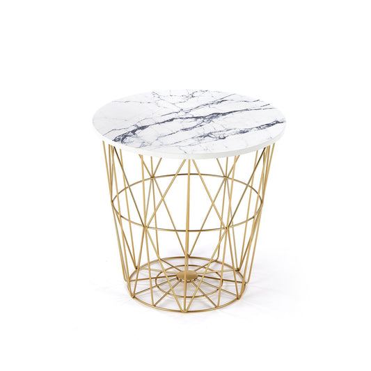 Kafijas galdiņš TM zelts/balts marmors 42/41 cm - N1 Home