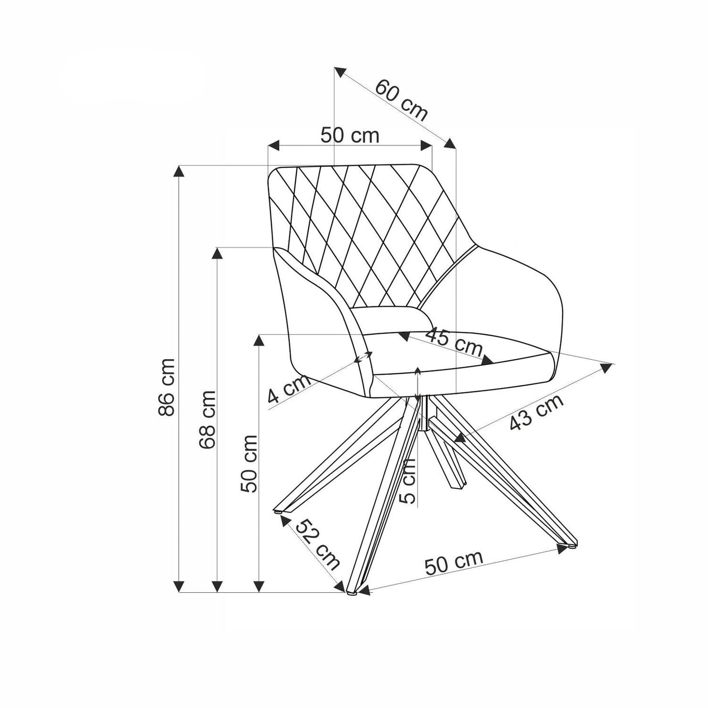 Krēsls Grey 57/60/86/50 cm pelēks - N1 Home