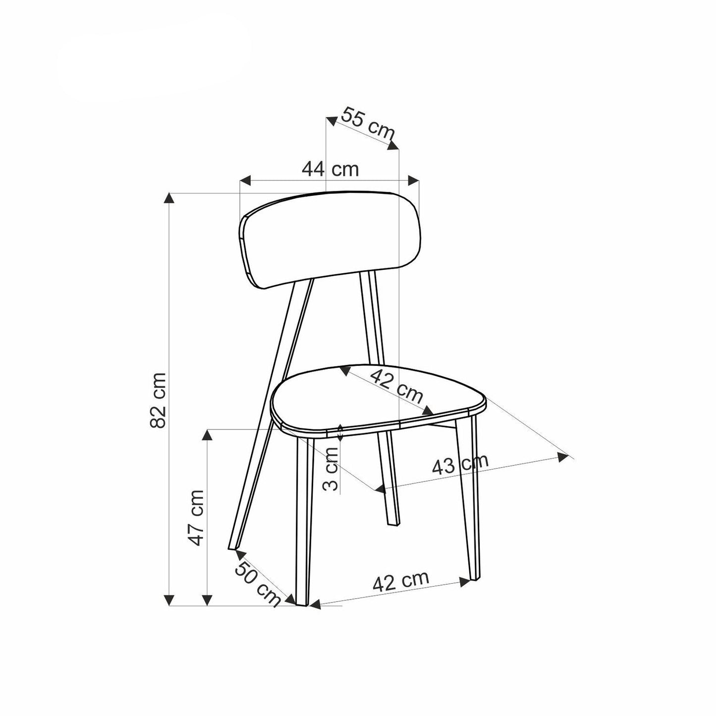 Krēsls HUGO 48/55/82/47 cm melns/pelēks - N1 Home