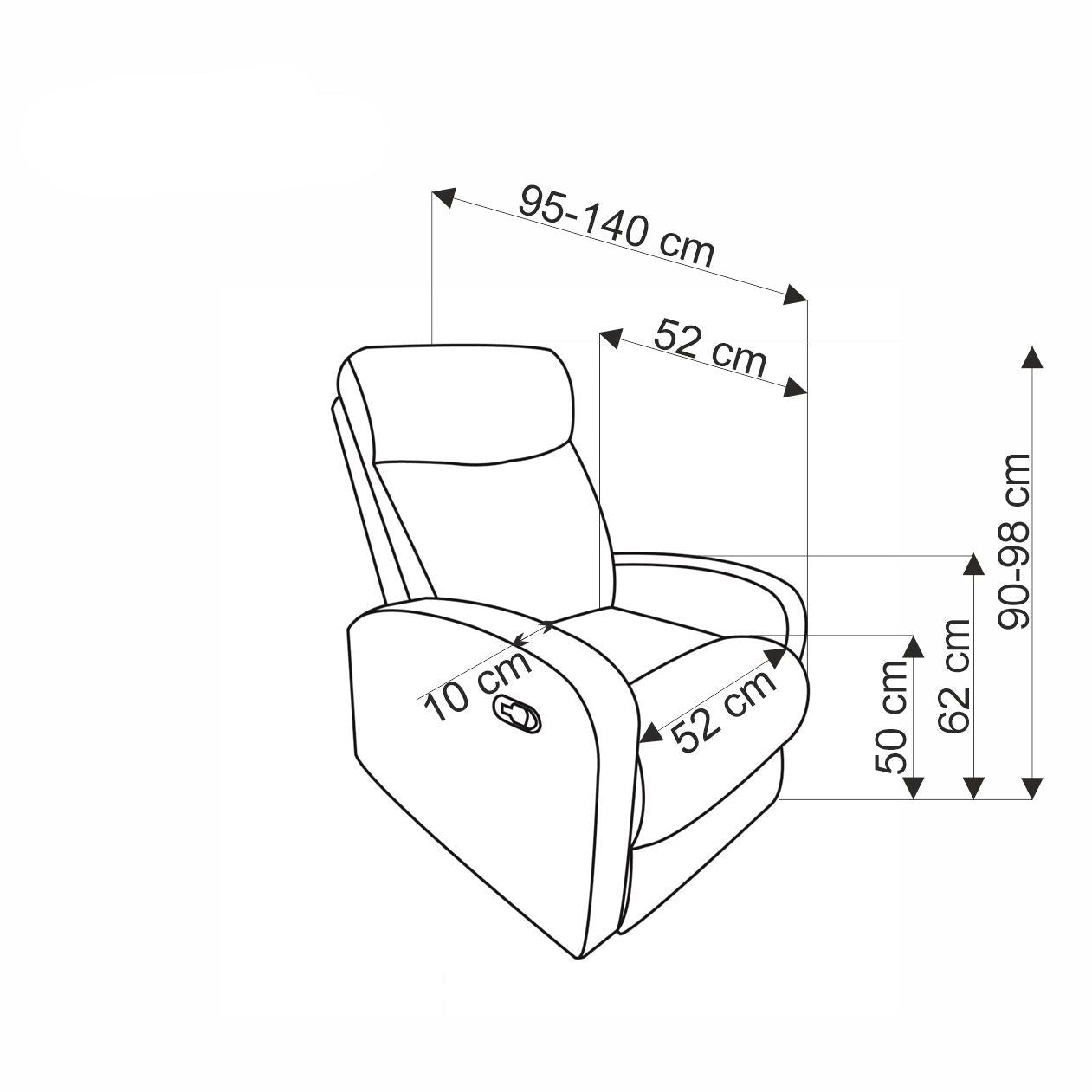 Krēsls Voner 75/95-140/90-98/50 cm Bluvel 19