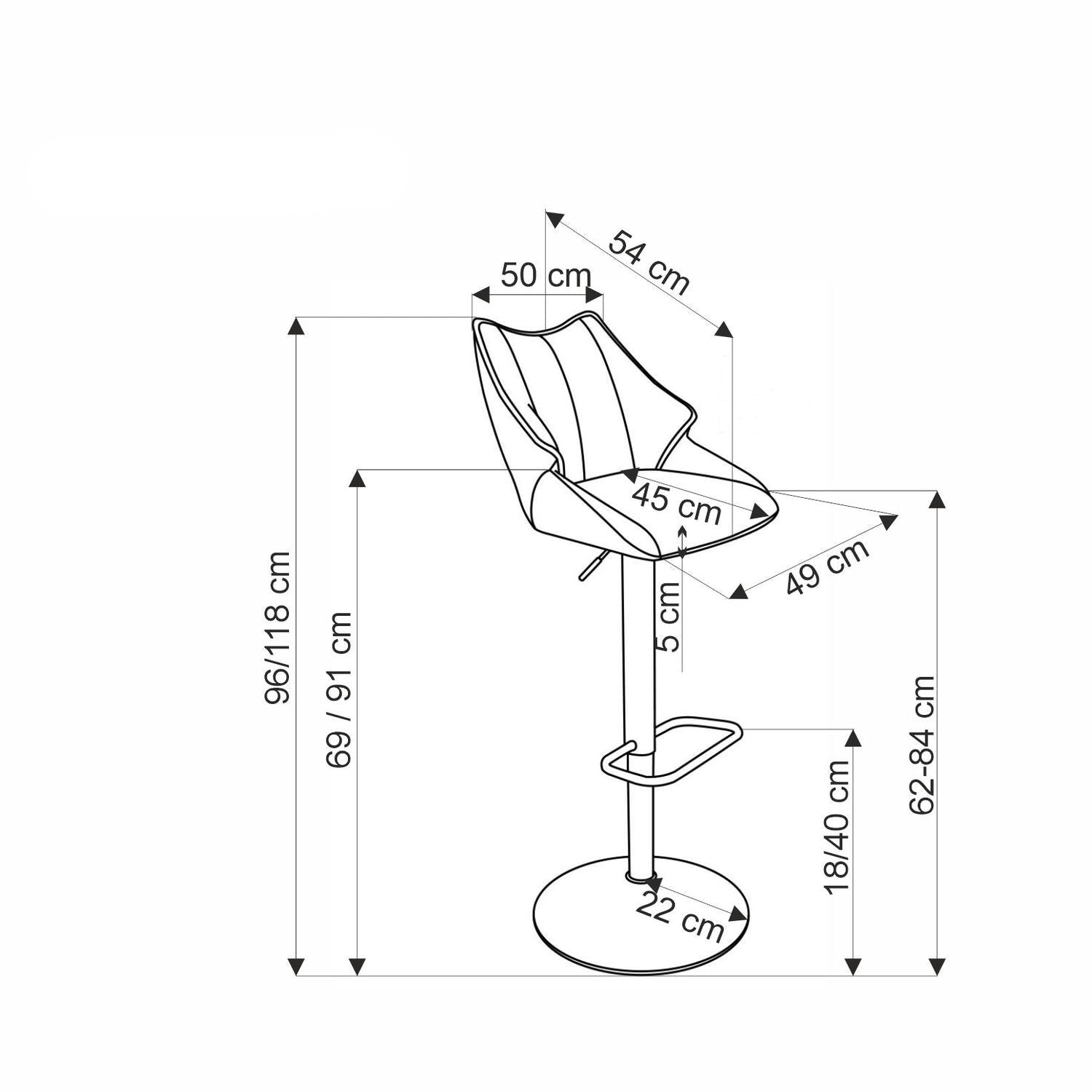 Bāra krēsls Jok 50/54/96-118/62-84 cm pelēks - N1 Home