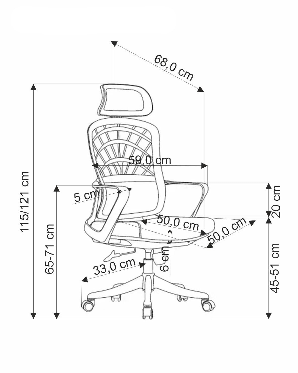 Krēsls Ves 59/59/115-121/45-51 cm pelēks/balts