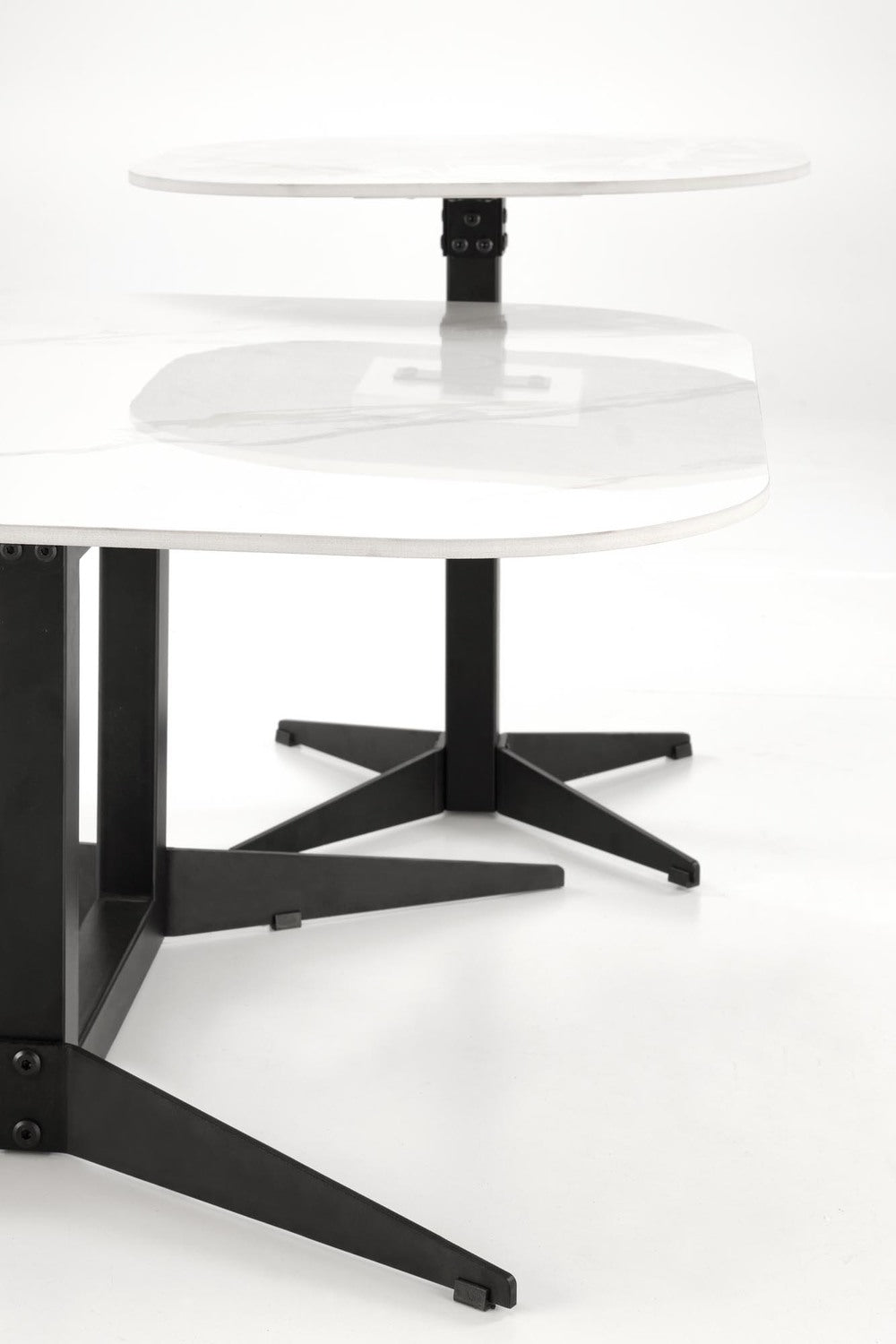 Kafijas galds Bors 80/80/40; 50/50/50 cm balts marmors/melns - N1 Home