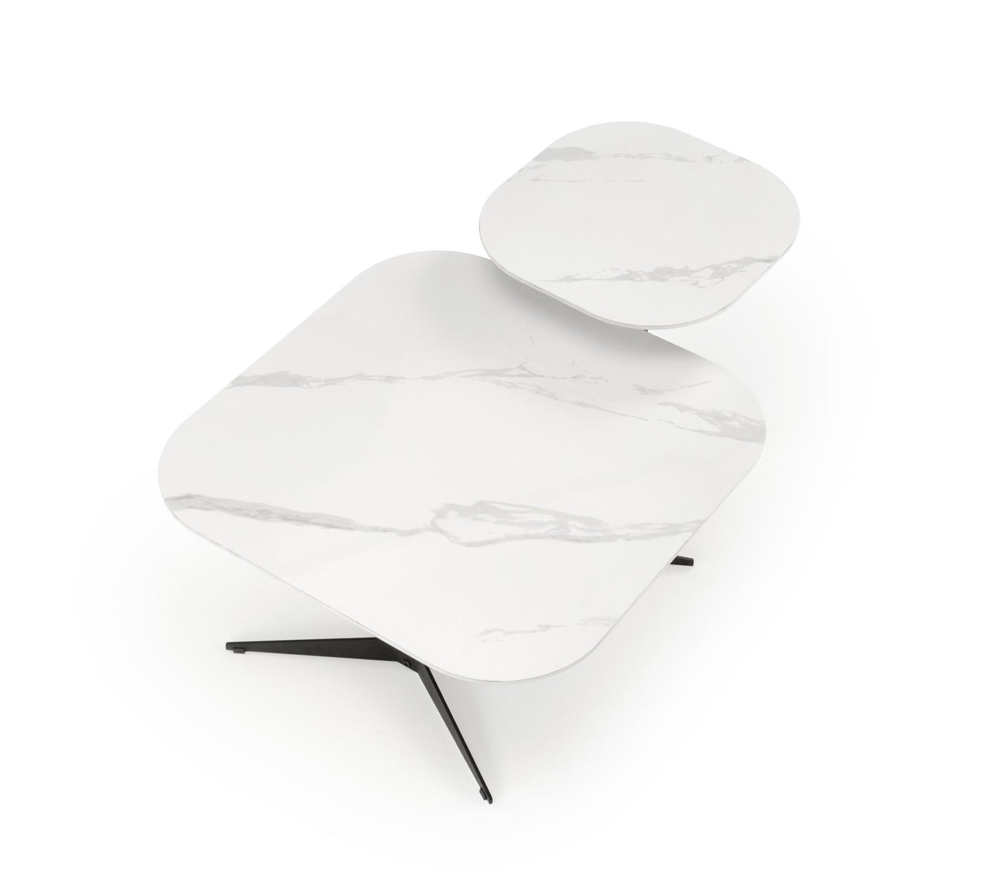 Kafijas galds Bors 80/80/40; 50/50/50 cm balts marmors/melns - N1 Home