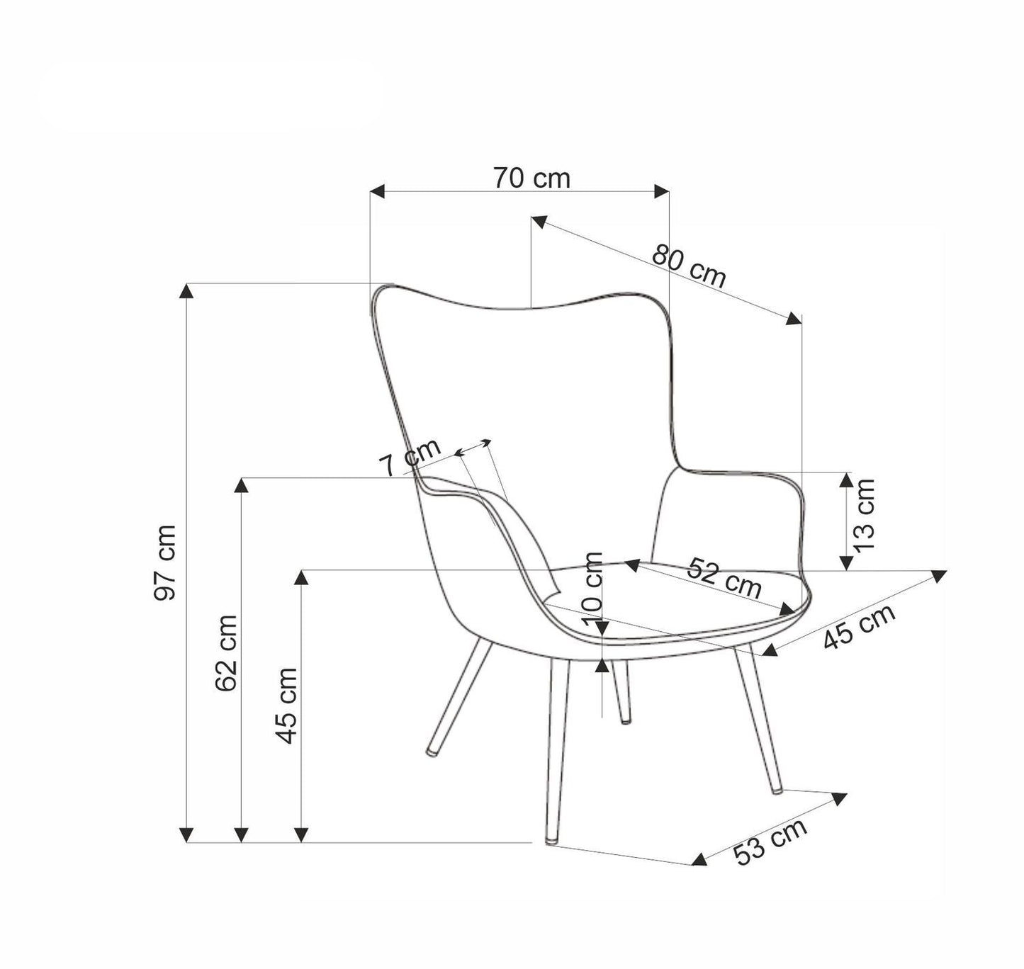 Krēsls Amo 70/80/97/45 cm pelēks - N1 Home