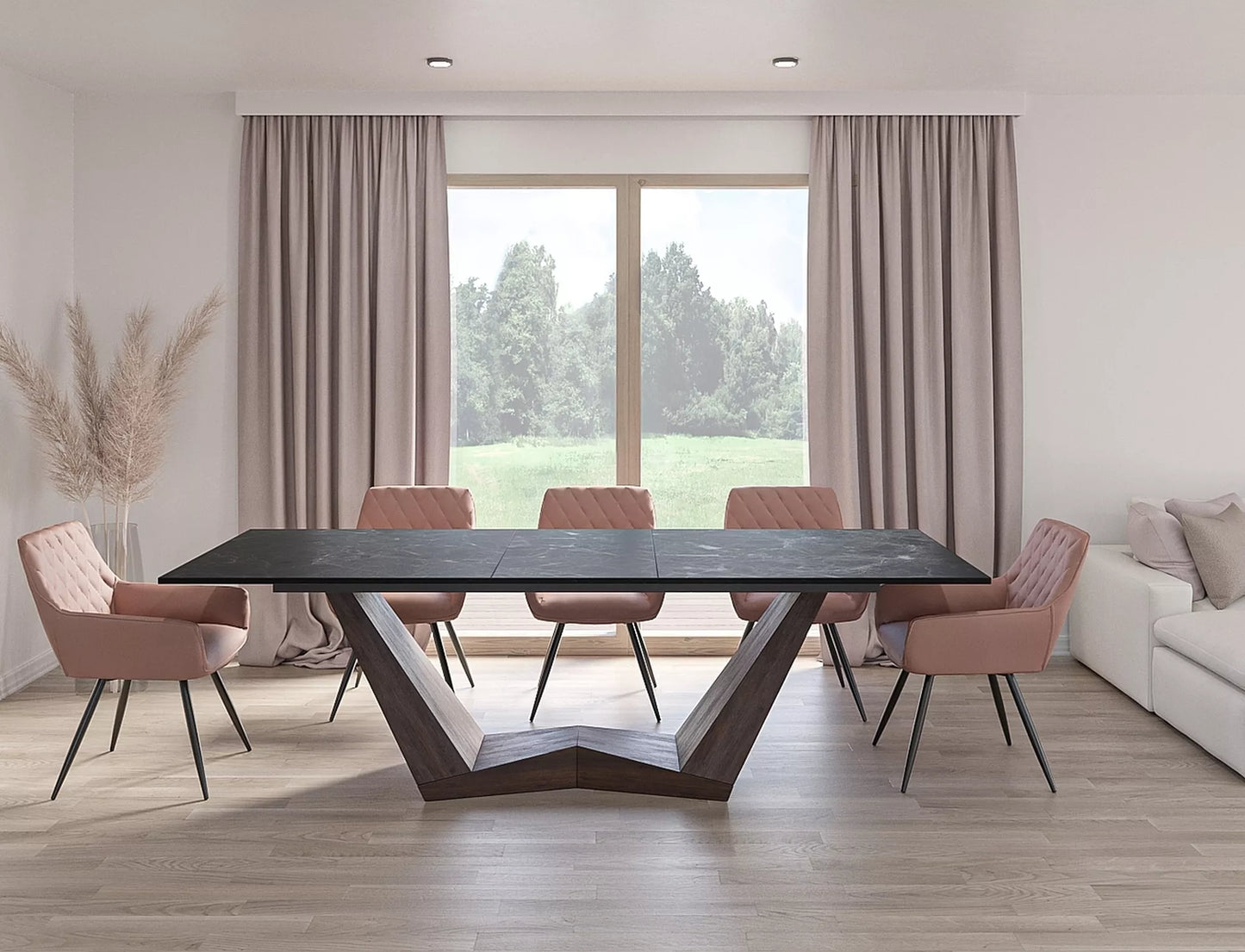 Galds DS 76/98/200-250 cm melns/valrieksts - N1 Home