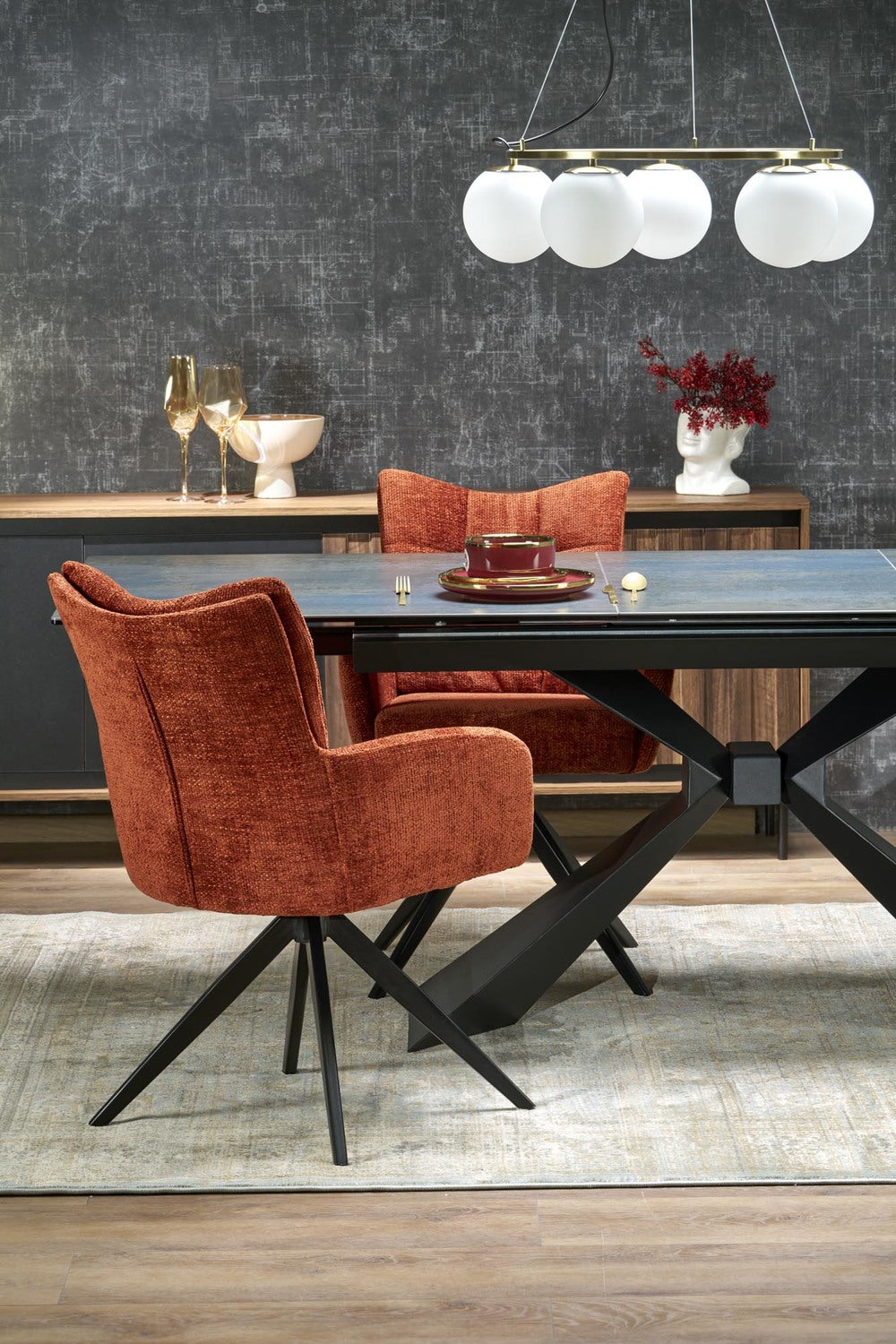 Galds Luciar 180/90/76 cm zils marmors/melns - N1 Home