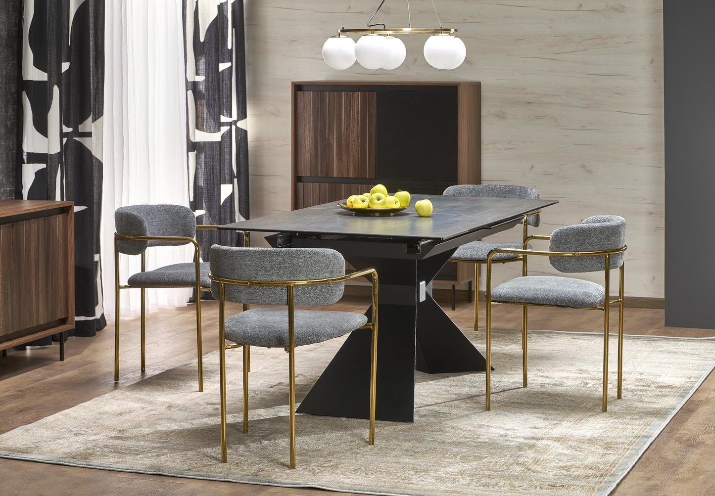 Galds Luciar 180/90/76 cm zils marmors/melns - N1 Home