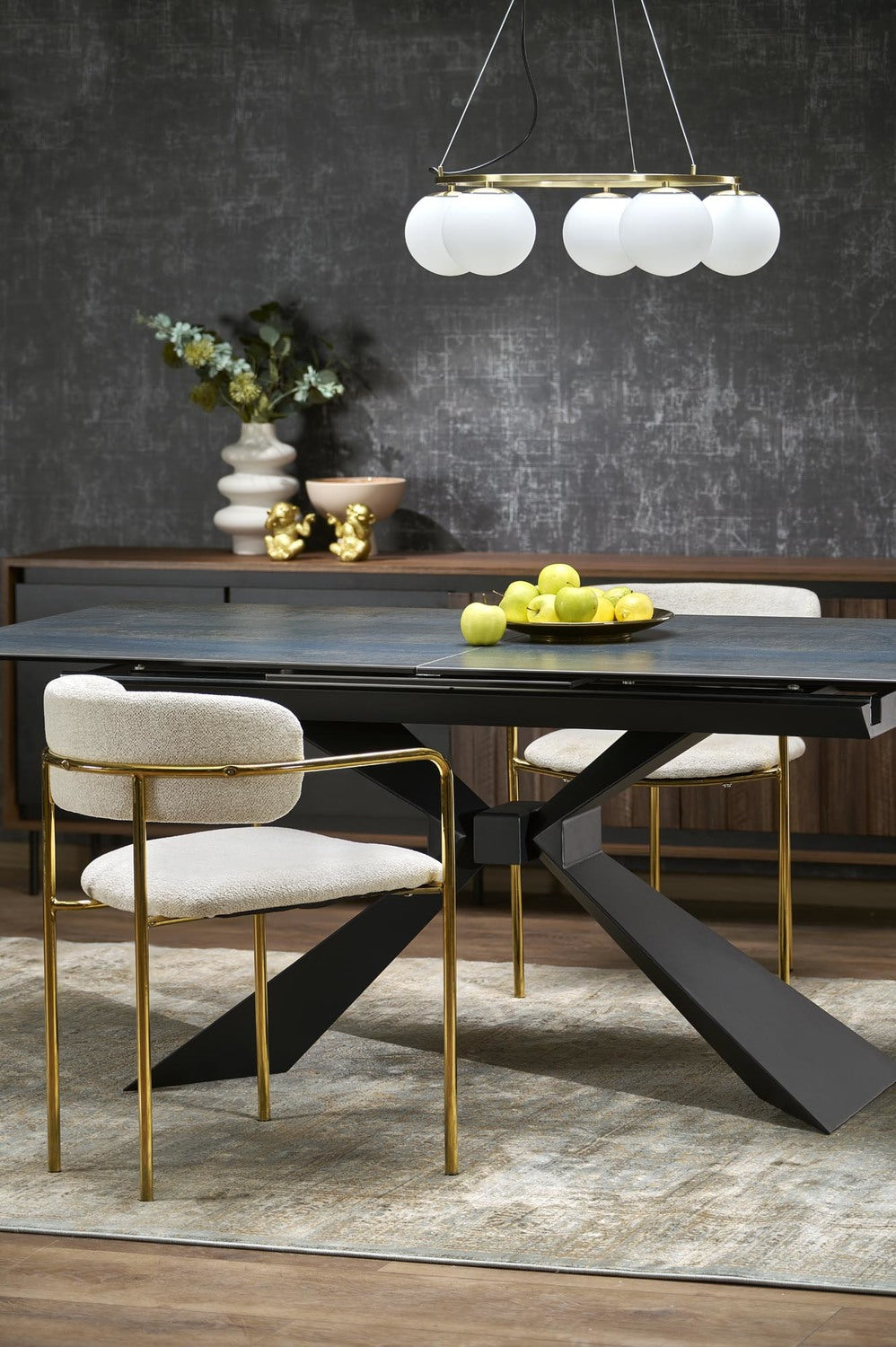 Galds Luciar 180/90/76 cm zils marmors/melns - N1 Home