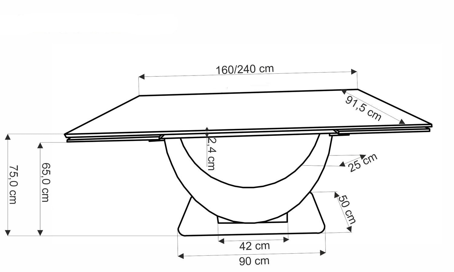 Galds Ferni 160-240/92/75 cm balts marmors - N1 Home