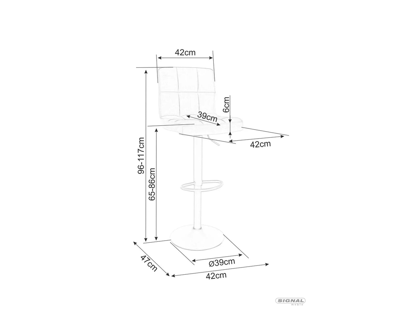 Bāra krēsls Cio 39/65-88 cm pelēks - N1 Home