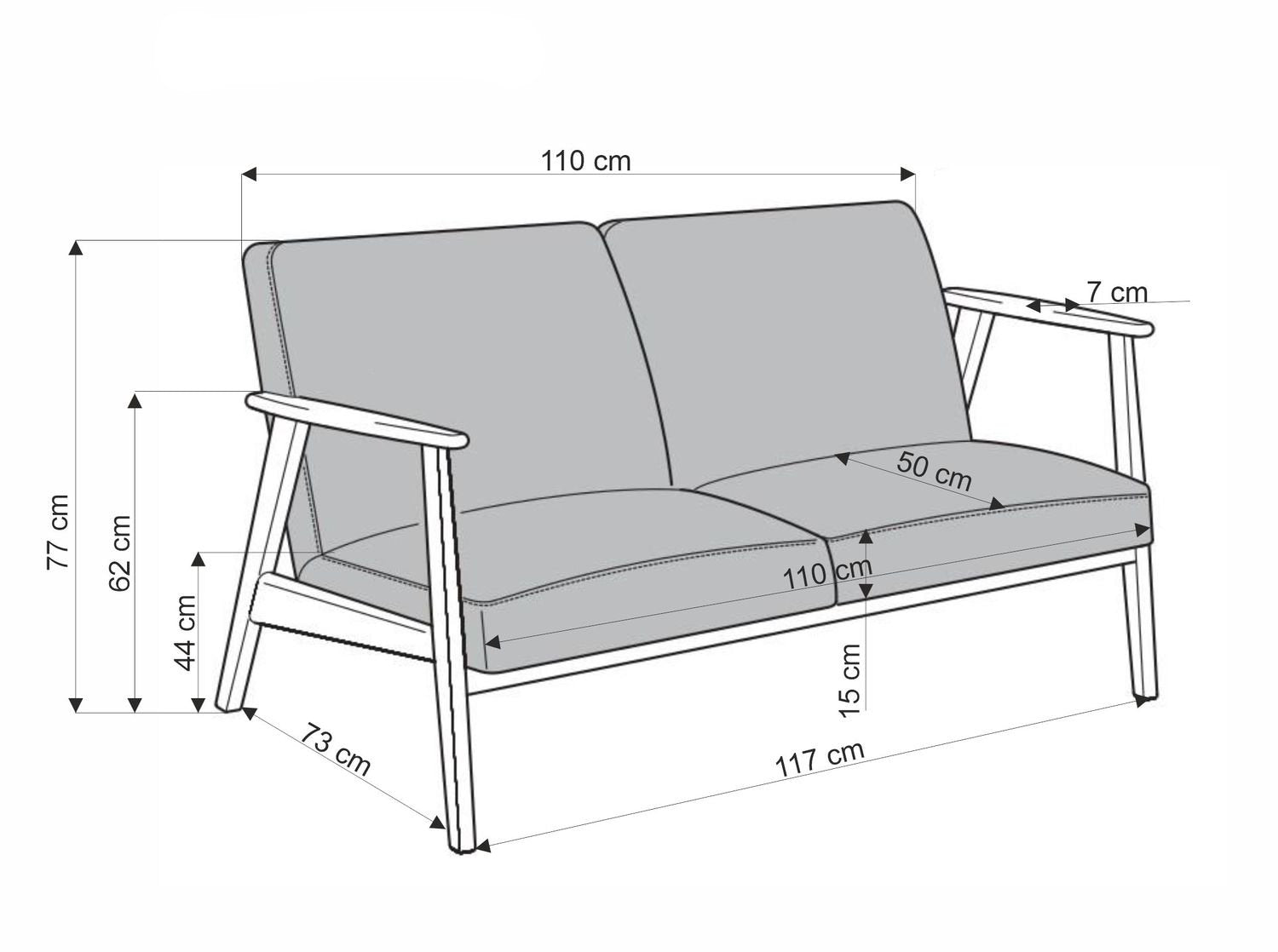 Dīvāns Milo 120/77/77/44 cm zils - N1 Home