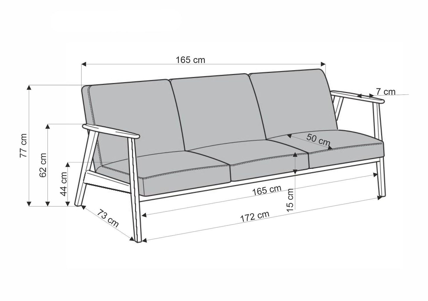 Dīvāns Milo 175/77/77/44 cm gaiši bēšs - N1 Home