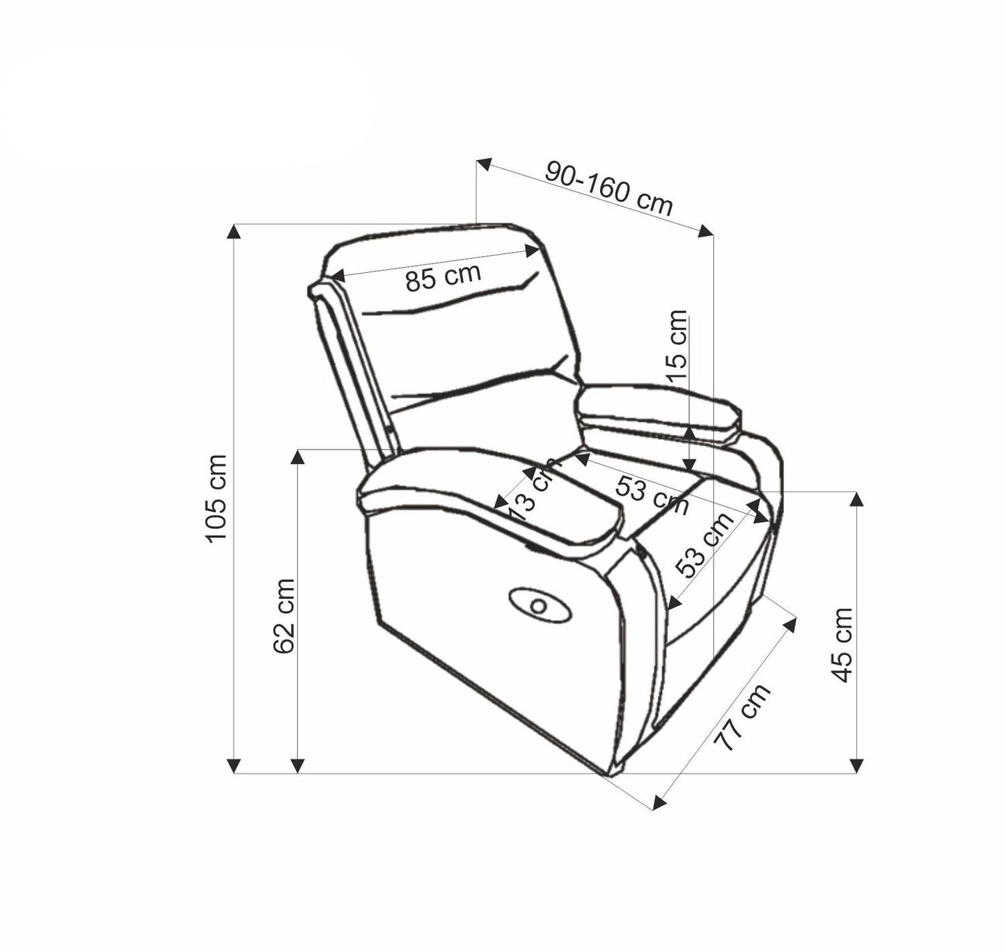 Krēsls Drago 88/90-160/105/45 cm melns