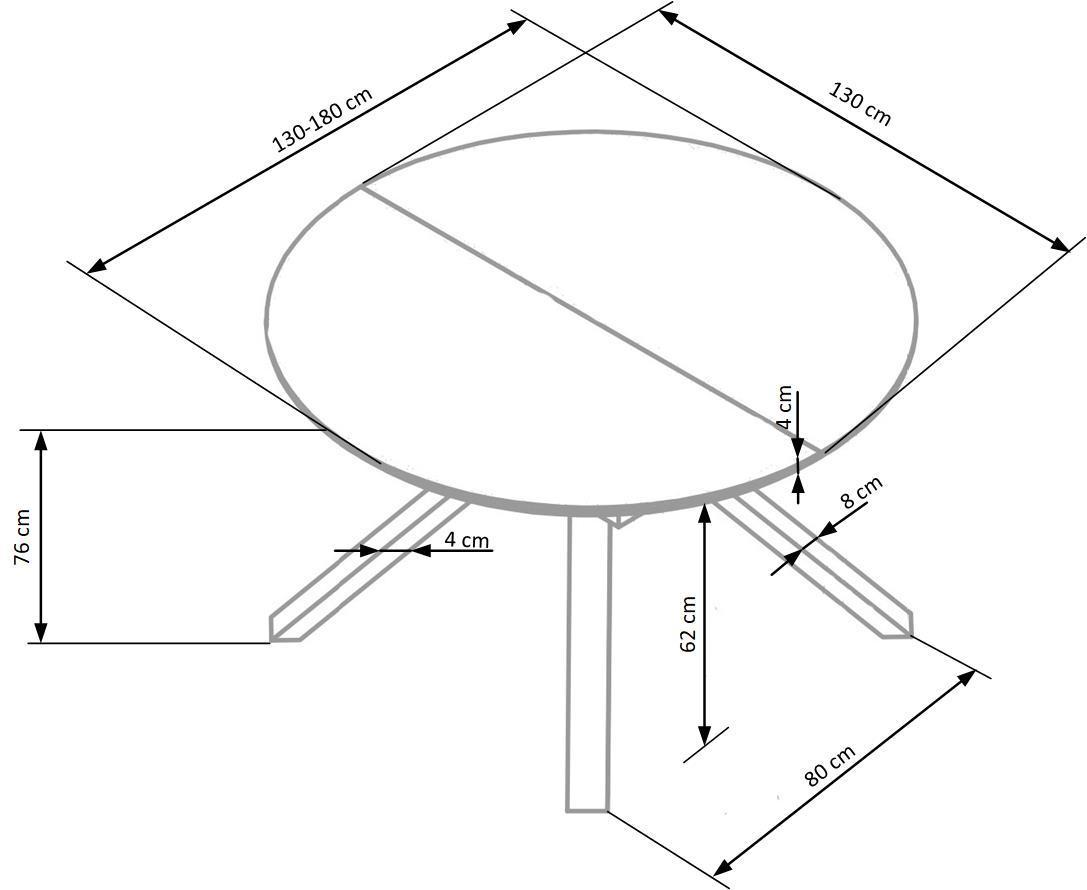 Galds Verti 130/130/76 cm balts marmors/melns - N1 Home