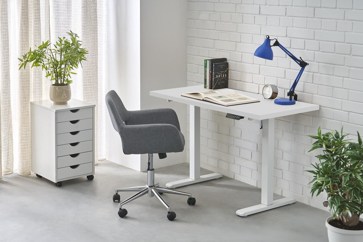 Biroja galds Juras 120/60/75-120 cm  balts - N1 Home